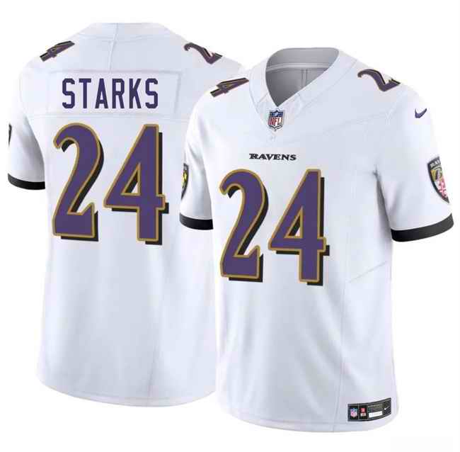 Men's Baltimore Ravens #24 Malaki Starks White 2025 Draft F.U.S.E. Vapor Limited Football Jersey